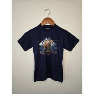 Vintage Colorado Shirt Youth Small Jerzees Bear Pagosa Springs Blue Tee